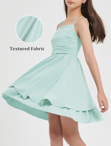 Girls 12 Years Mint Green Ruffled Formal Dress for Party & Dance - EXARUS