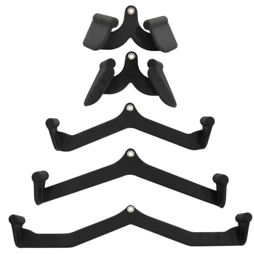 HULKFIT LAT Pulldown Attachments Set - Graphite Handle Variations, 5-Piece Cable Machine Handles for Gym