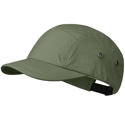 Short Brim 5 Panel Baseball Cap - Quick Dry Outdoor Sports Hat - Green, One Size