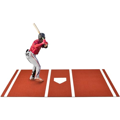 Shopsource Red Baseball Batting Mat 12ft x 6ft Softball Hitting Turf