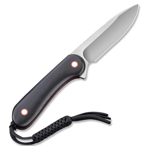 Fixed Blade Camping Knife with Leather Sheath and Paracord Lanyard - Outdoor Survival Knife