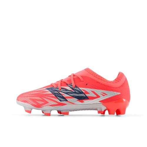 New Balance Unisex-Child Furon Team Jnr FG V8 Soccer Cleats - Energy Red/Nb Navy/Light Cyclone, Size 5 Wide