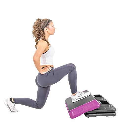 Freestyle STEP Pink Aerobic Platform with Risers - 43" Exercise Stepper for Cardio Workout