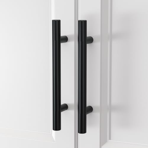 Homdiy Black Cabinet Handles 30 Pack - 3 Inch Hole Centers Kitchen Drawer Pulls and Knobs, Stainless Steel Hardware