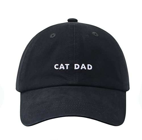 Large Cat Dad & Mom Sun Hat for Proud Cat Parents - Vintage Black Cap
