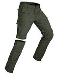 Men's Convertible Hiking Pants 3-in-1 Zip-Off Travel Pants - Large Army Green