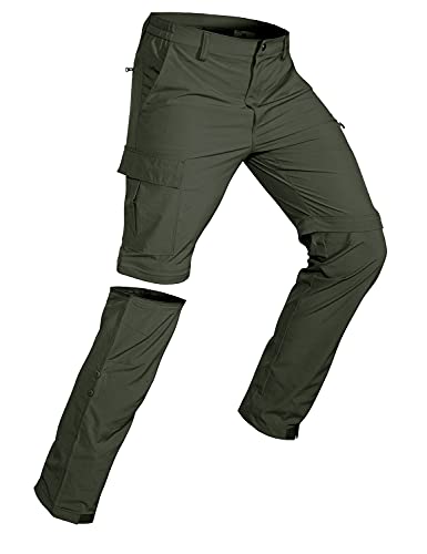 Men's Convertible Hiking Pants 3-in-1 Zip-Off Travel Pants - Large Army Green