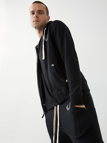 Men's Buddha Logo Zip Hoodie - Large Black Casual Sweatshirt