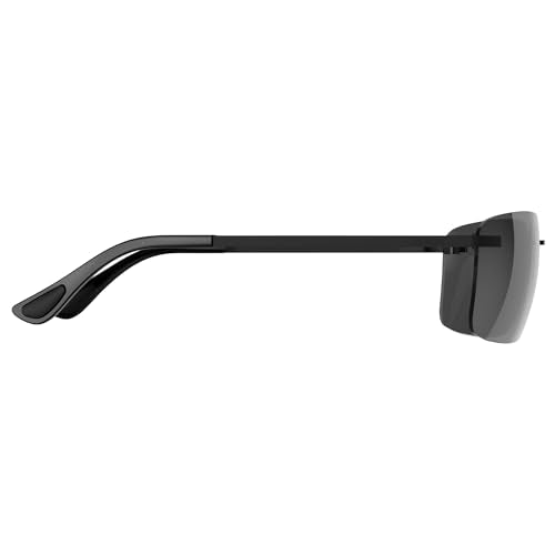 BEX Legolas OTG Rimless Polarized Sunglasses - UV Protection, Lightweight Sport Eyewear, Black/Gray/Silver
