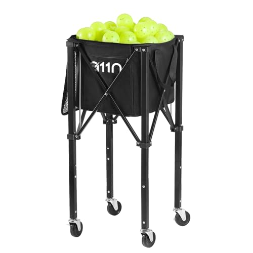 A11N Pickleball & Tennis Ball Hopper Cart with Wheels, Large Capacity, Storage Pockets