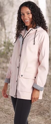 Women's Pink Insulated Rain Jacket - Large Waterproof Vinyl Raincoat