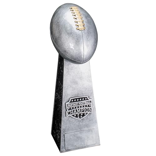 Large 16 Inch Silver Decade Awards Fantasy Football Champion Trophy with Custom Engraved Plate