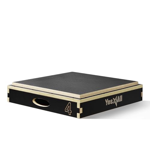 Black 4-Inch Wooden Plyometric Box for Jump Training - Adjustable & Non-Slip