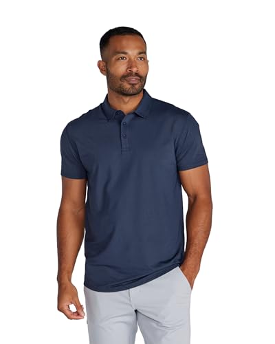 BYLT Basics Men's Active Drop-Cut Polo Shirt - X-Large Navy - Moisture-Wicking, 4-Way Stretch Performance Top