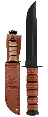 Full Size US Marine Corps Fixed Blade Knife with Leather Sheath - 11.88 Inch
