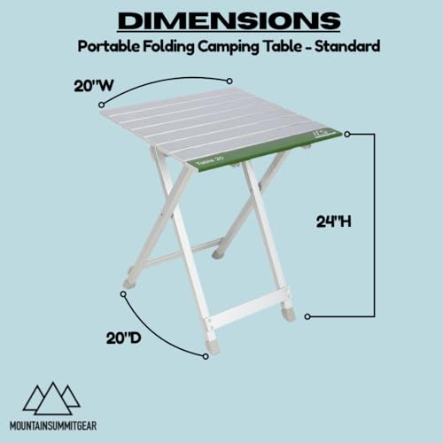 Mountain Summit Gear Portable Folding Camping Table - Standard Size, Lightweight Aluminum Outdoor Table for Camping, Picnic, Beach, Kitchen