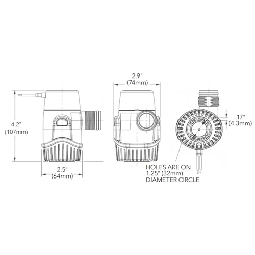 Rule 25SA 12V Automatic Submersible Bilge Pump 500GPH for Boats