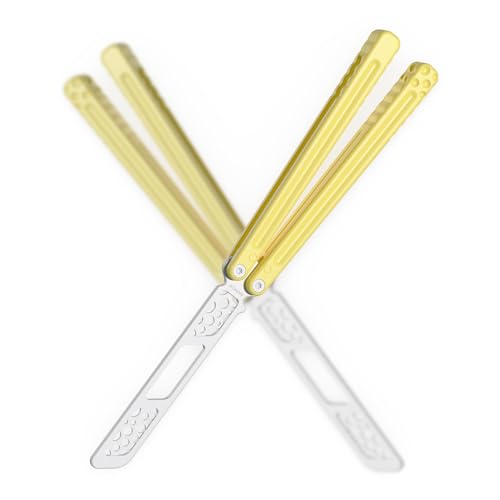 Nabalis Yellow Butterfly Knife Trainer - 7075 Aluminum, Teflon-Coated, Public-Friendly Balisong