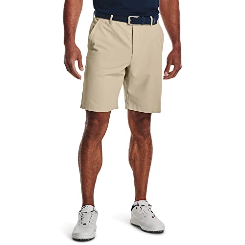 Under Armour Golf Drive Shorts Khaki & Halo Gray 38 - Lightweight, Stretchy, Water-Resistant