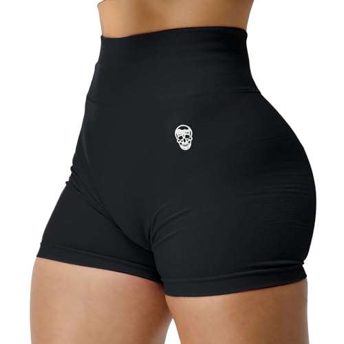 Women's High Waist Seamless Workout Shorts - Medium Black, Gymreapers Infinity Biker Shorts for Yoga & Running