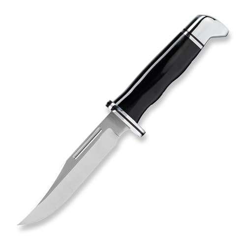 Buck Knives 117 Brahma Fixed Blade Hunting Knife with Sheath, Black/Silver, 8.75"
