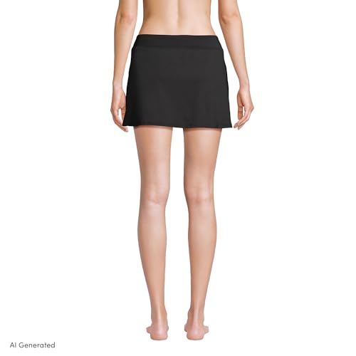Lands' End Women's Tummy Control Swim Skirt Bottoms - Black, 16