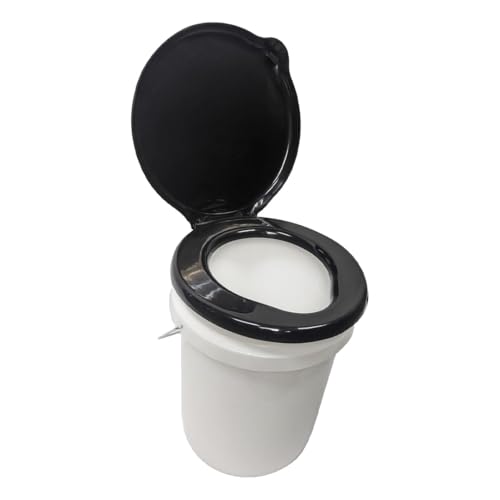 Portable Toilet Seat Lid for 5-Gallon Bucket - Black, Medium