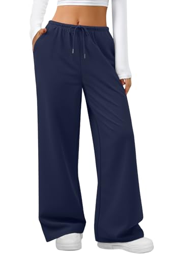 Women’s Baggy Wide Leg Lounge Sweatpants - Medium Navy Blue