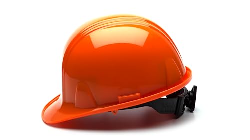 Pyramex SL Series Orange Cap Style Hard Hat with 4-Point Ratchet Suspension