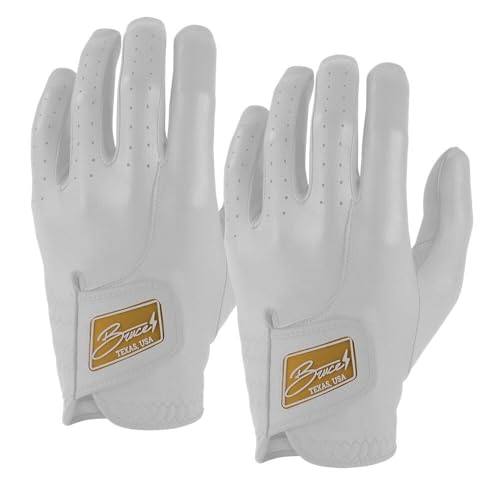 Left Hand Golf Gloves - White - Medium - 2-Pack - Soft Leather Performance