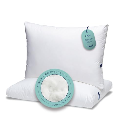 Casper Sleep Essential Pillow 2-Pack - Standard Down-Alternative Bed Pillows, Medium-Soft Support