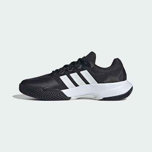 Adidas Mens Gamecourt 2.0 Tennis Sneakers - Black White Silver 9.5