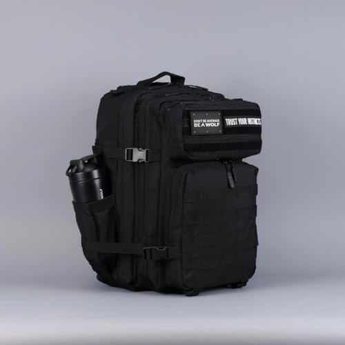 WOLFpak Alpha Black 45L Waterproof Gym Backpack with Laptop & MOLLE Webbing