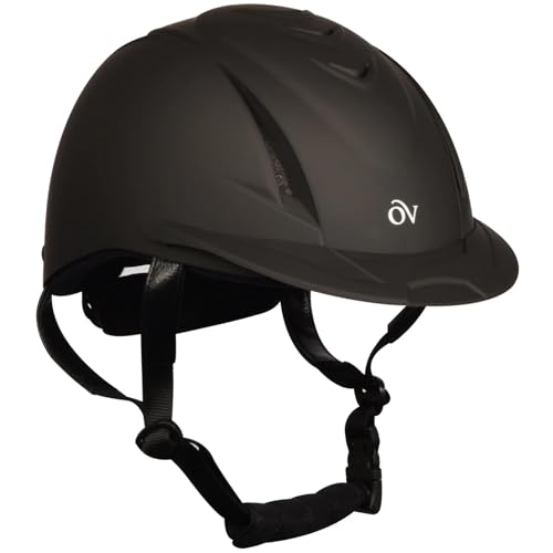 Adult Deluxe Riding Helmet - Lightweight Breathable Equestrian Safety Helmet - Black, Medium-Large
