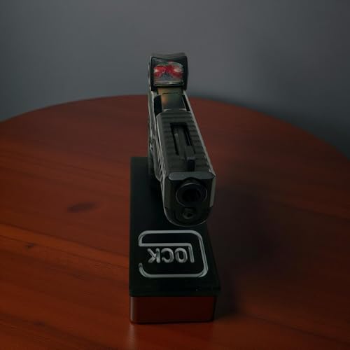 Black Pistol Display Stand for Handguns Made in USA - White Letters