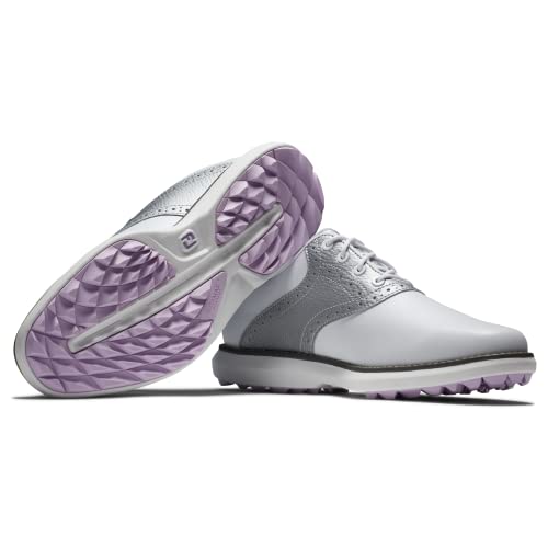 FootJoy Women's Traditions Spikeless Golf Shoe - White/Silver 8 - Previous Season Style