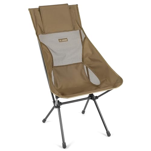 Helinox Sunset Camping Chair Coyote Tan Lightweight Collapsible Outdoor Seat with Side Pockets