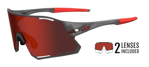 Tifosi Rail Race Rimless Cycling & Baseball Shield Satin Vapor (Clarion Red/Clear)