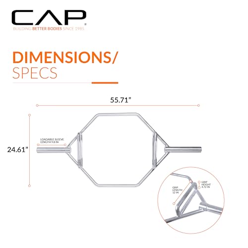 CAP Olympic Trap Bar Combo Grip Chrome Heavy-Duty Hex Shrug & Deadlift Bar