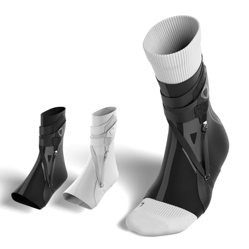 Ankle Brace Support - Right, Black, Medium, Ultra-Light Compression for Sports Recovery