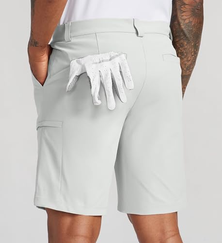 Willit Men's Stretch Golf Shorts 9-Inch Inseam Casual Cargo Quick Dry Light Gray