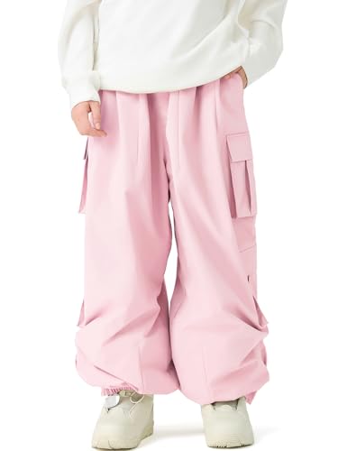 Unisex XL Pink Insulated Waterproof Cargo Snow Pants - Ski & Snowboard Gear