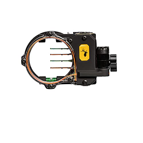 Left-Hand Trophy Ridge React H4 Bow Sight - 4 Pin, Tool-Free Windage & Elevation Adjustment, 2nd Axis Leveling, Adjustable Light