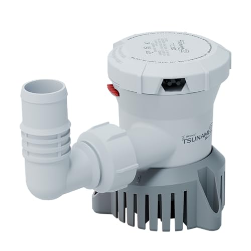 12V Bilge Pump T1200 - 1200 GPH Manual Bilge Pump with Fittings - Replacement for Attwood 4612-7
