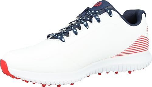 Men's Skechers Max Fairway 3 Arch Fit Spikeless Golf Shoes - White Navy Red 10