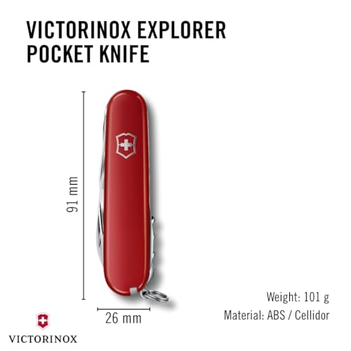 Victorinox Explorer Swiss Army Knife - 16-Function Pocket Multi-Tool, Red