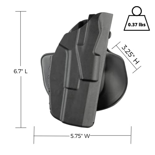 Safariland 7378 7TS ALS Paddle & Belt Loop Holster for Glock 17/22 - Plain Black, Right Hand, SafariSeven Nylon