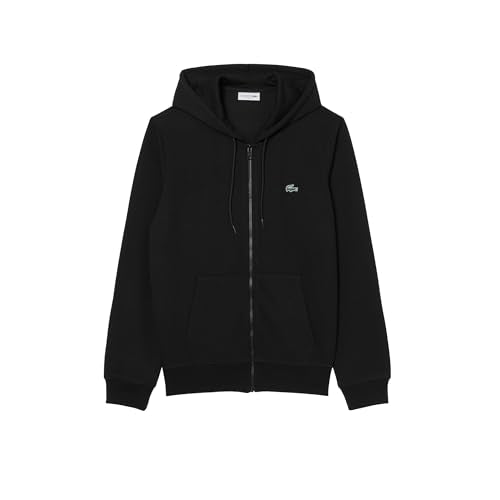 Lacoste Men's Double Face Jersey Zipped Hoodie Large Black - Modern Tonal Finish