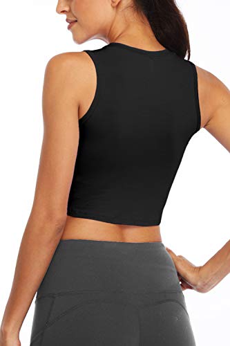 Cross Front Workout Crop Tops for Women Fitted - Small Black