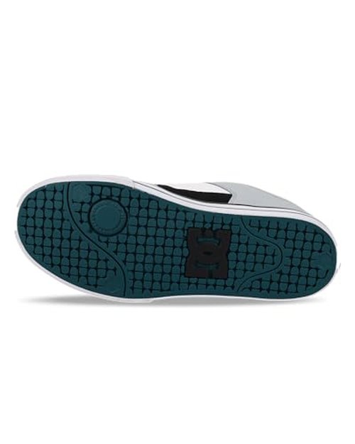 DC Men's Pure Skate Shoe, White/Black/Teal, 18